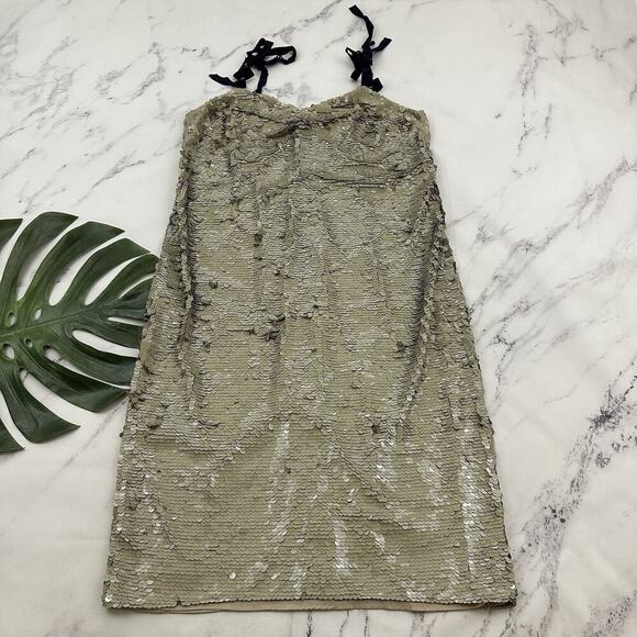J.Crew Tie Shoulder Sequin Midi Dress Size 14 Beige Desert Canyon Sparkle - Picture 1 of 10